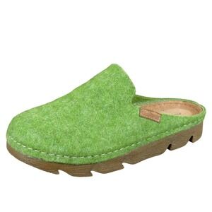 Flexus By Spring Step Womens Clog Slippers Size 9 Green Felt Comfort Shoes